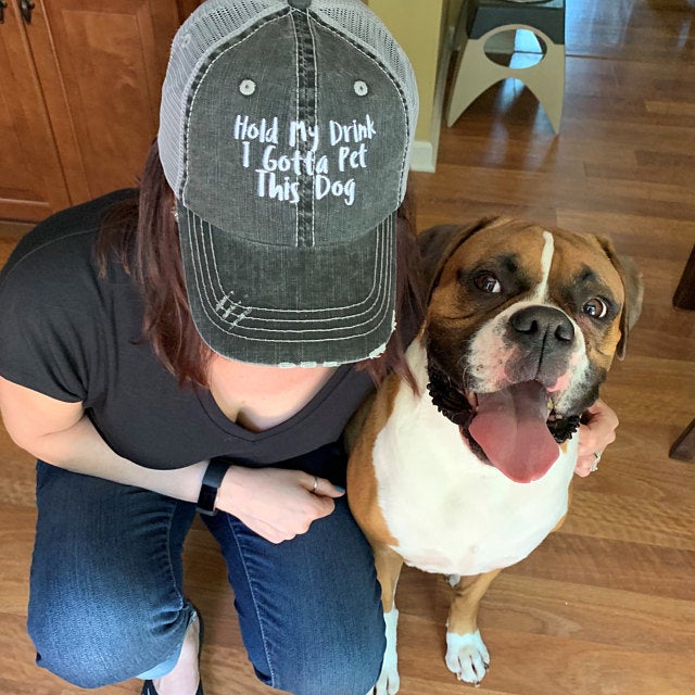 Hold my drink I gotta pet this dog by Amaze Embroidery