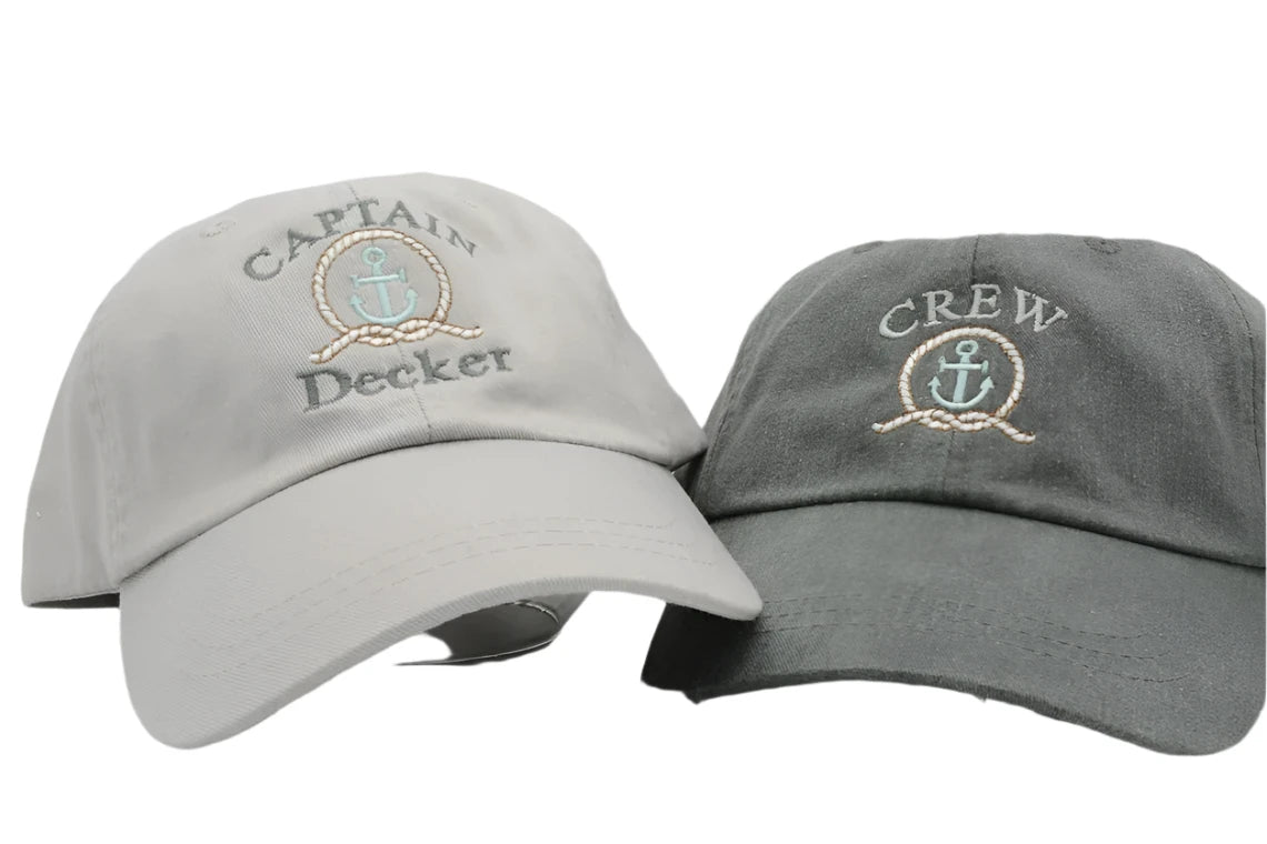 personalized caps with captain, crew, first mate