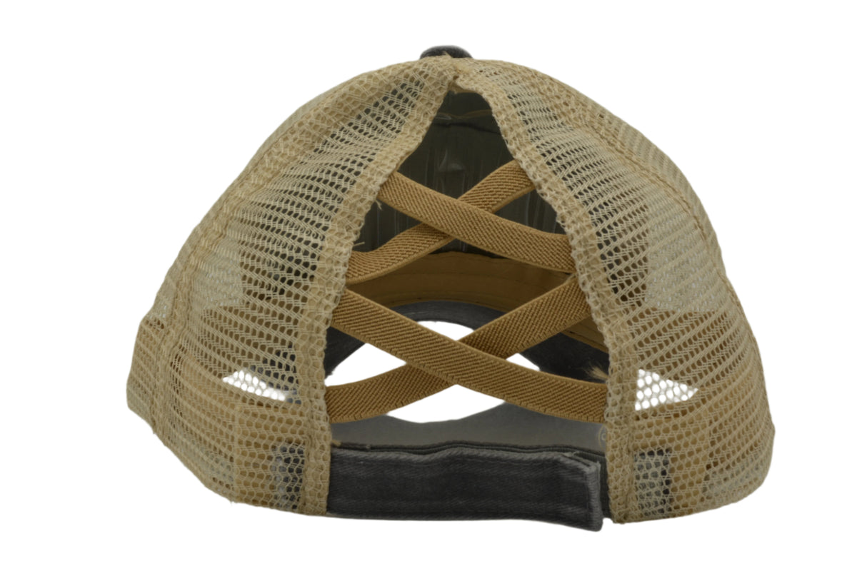 ponytail criss cross hat custom