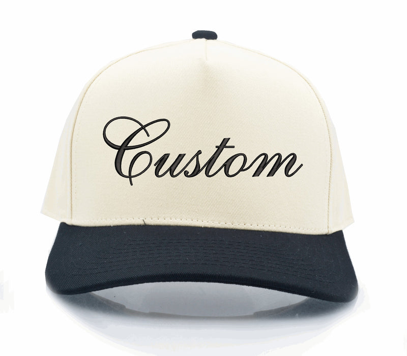 A line hat with custom embroidery