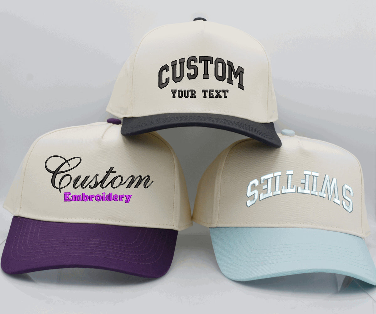 Two Tone Hat TEXT Embroidery