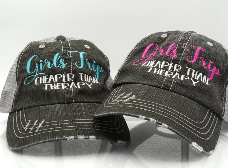 grey distressed hat with funny text embroidery by amazetopia