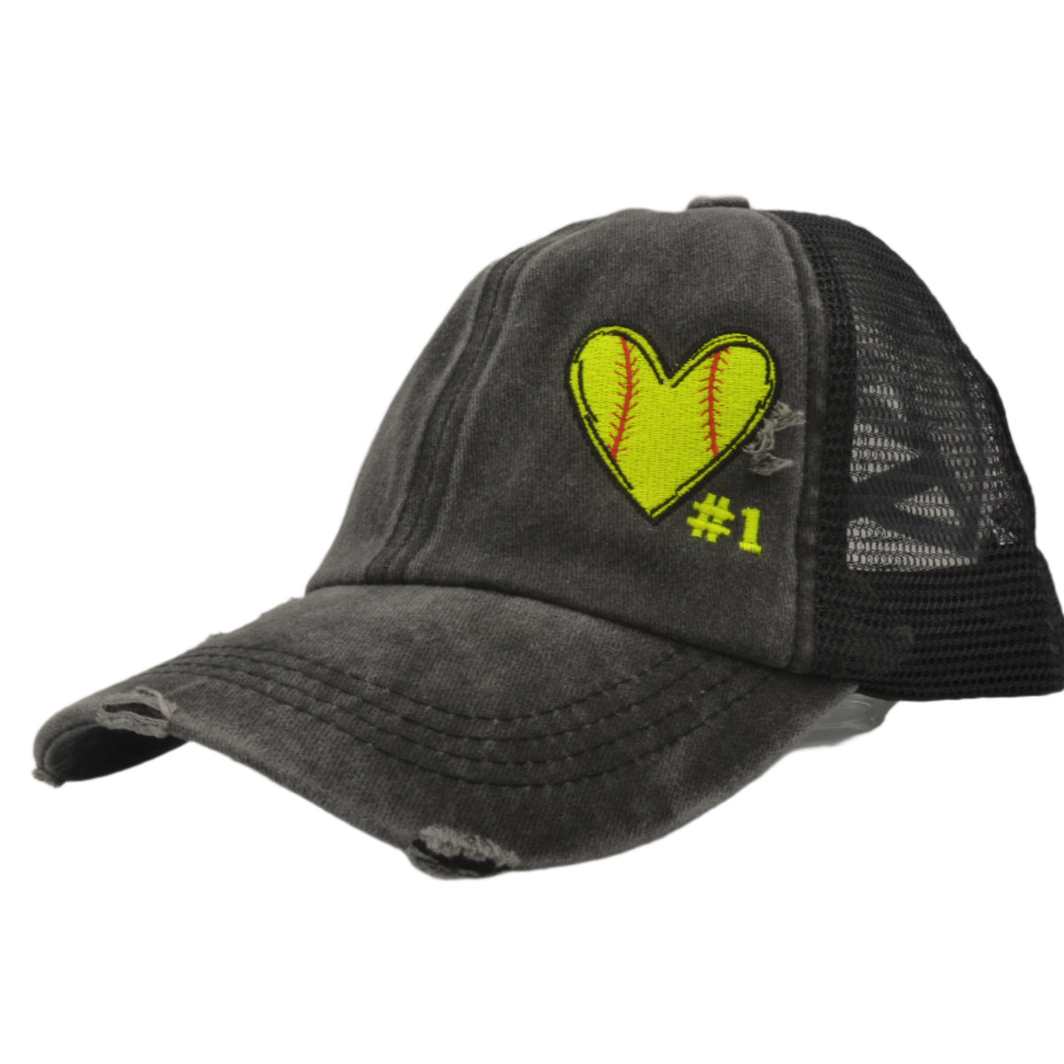 custom cc hats with softball heart