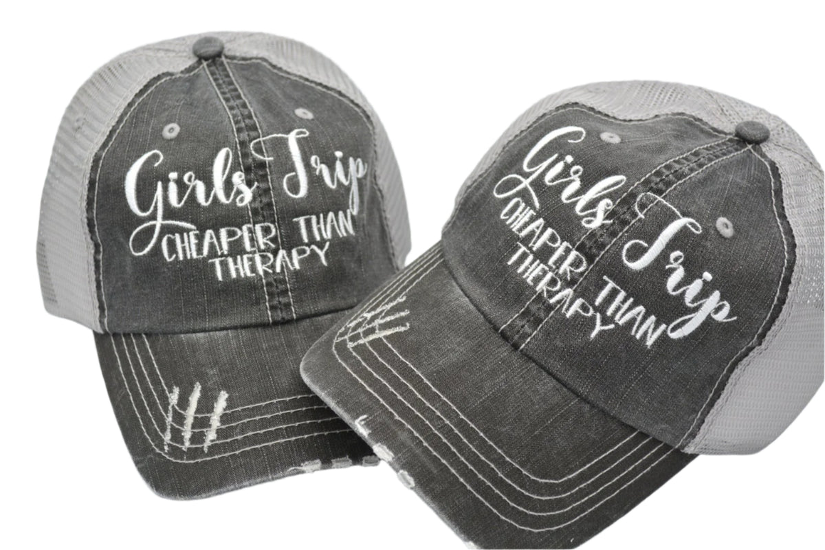 Girls Trip Cheaper Than Therapy Embroidered Trucker Hat 