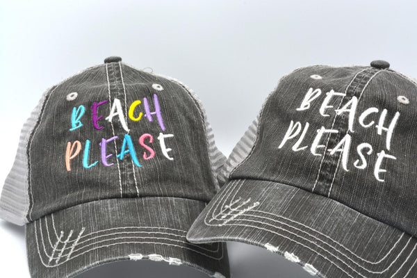 Beach Please Trucker Hat (Hand-Write Font)